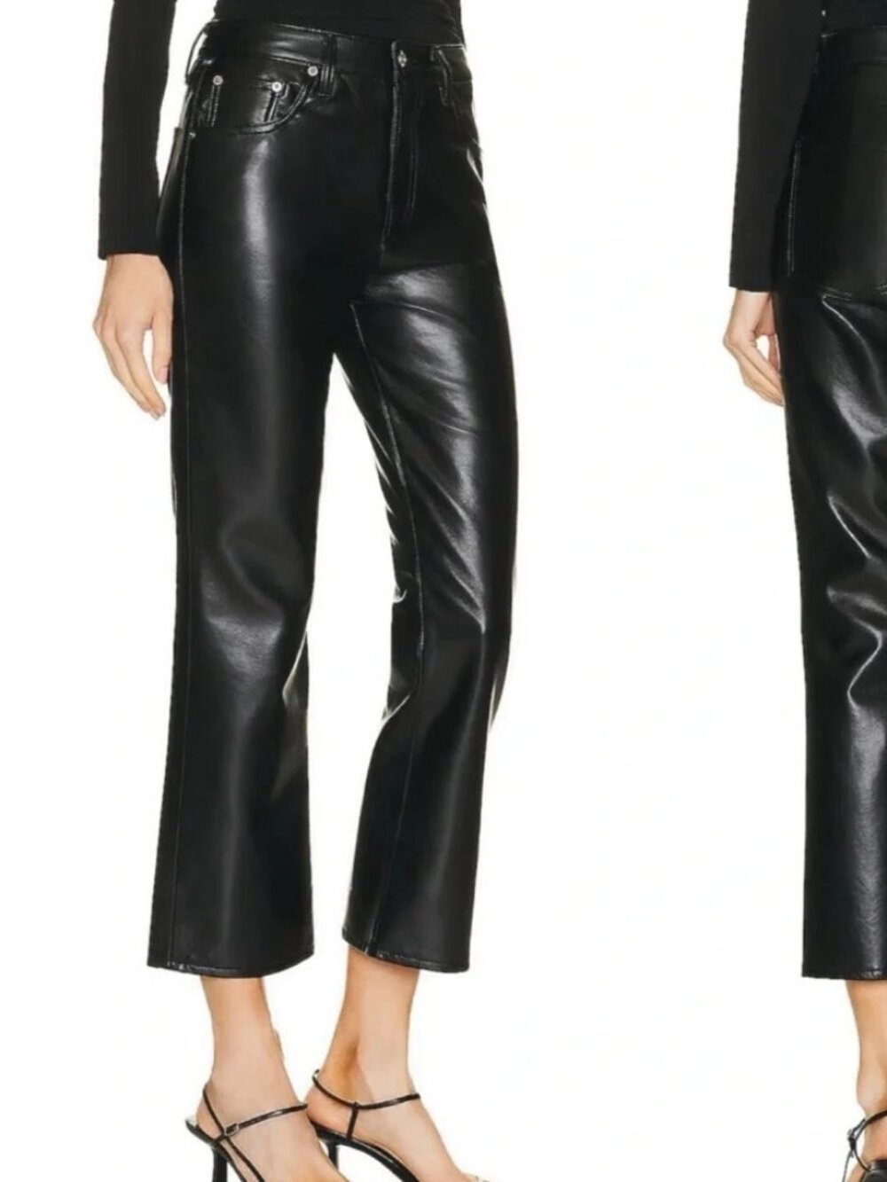 Citizens of Humanity Isola Cropped Recycled Leather Boot Pants Black Size 26